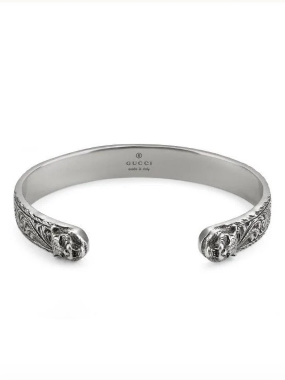 Gucci Garden Feline Head Sterling Silver Cuff Bracelet